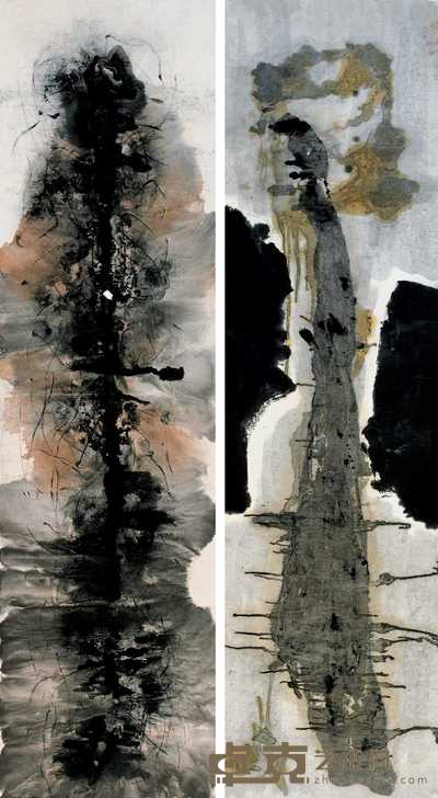 韩伟华 2004年作 直指人心之八、之十三 镜心 180×48cm